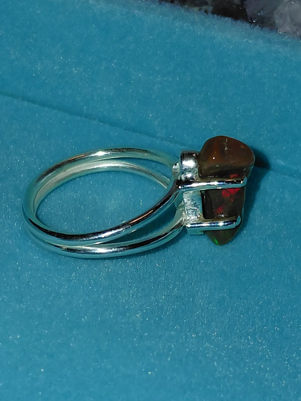 Fire Ethiopian Opal Sterling Silver Ring Size 7.25